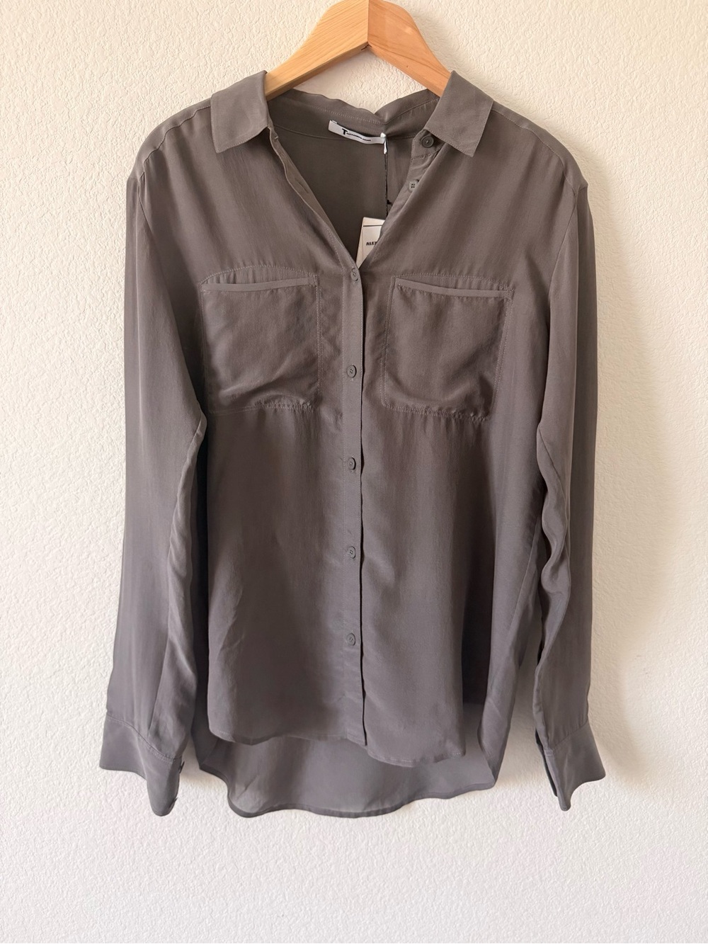 T By Alexander Wang Silk Button Up